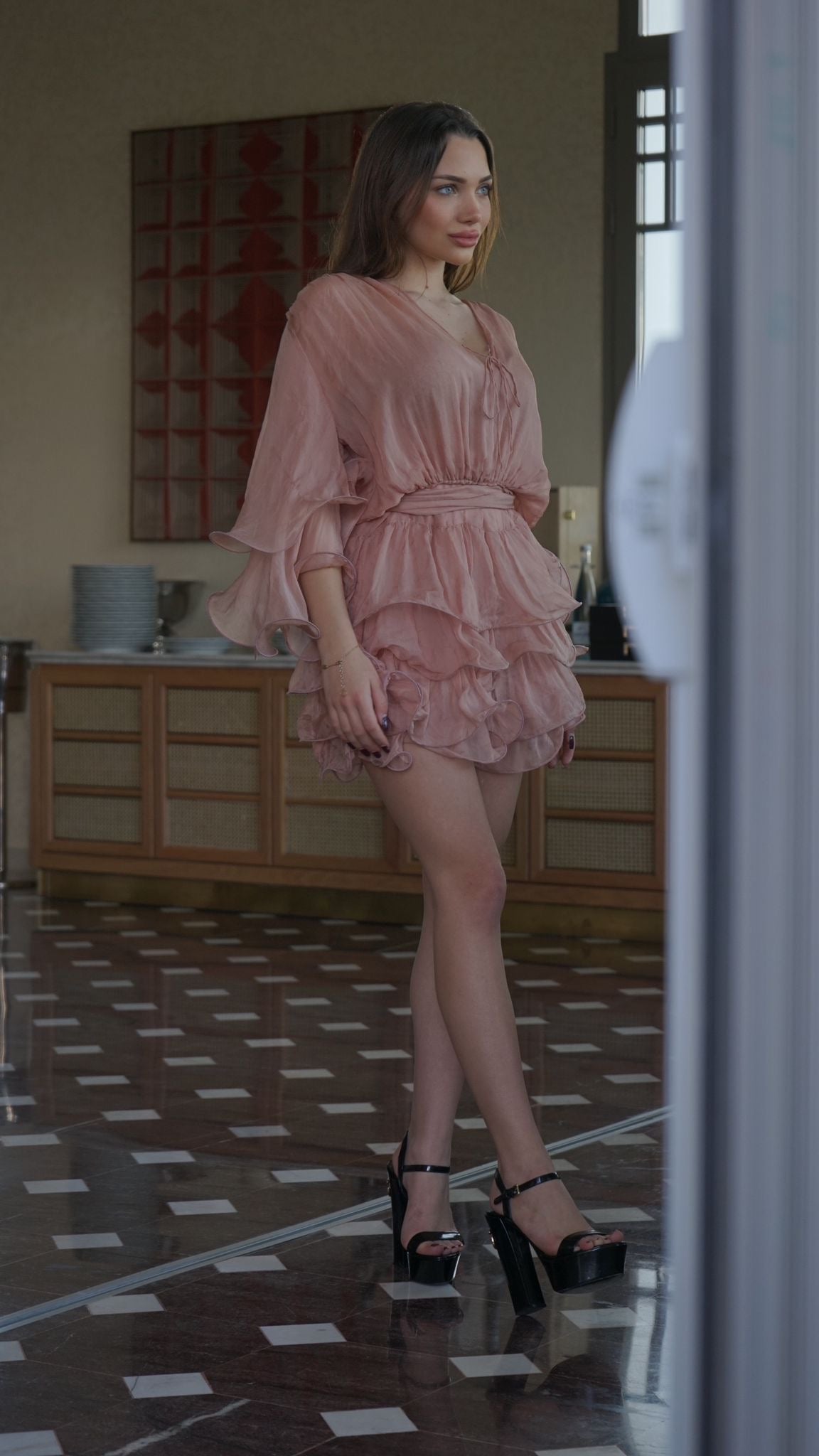 Maroc - Blush silk mini dress