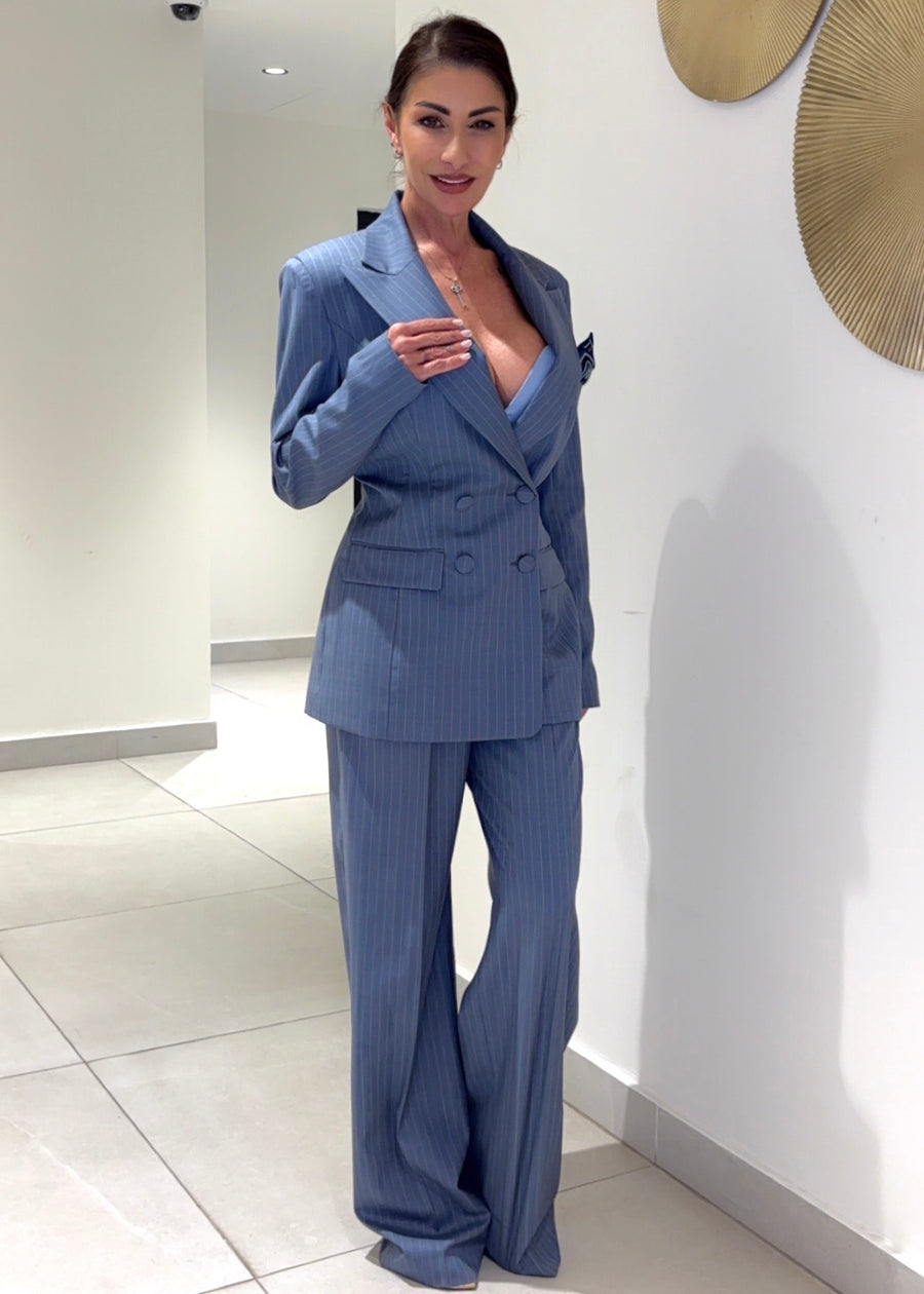 Monaco signature stripe suit – Sky Blue