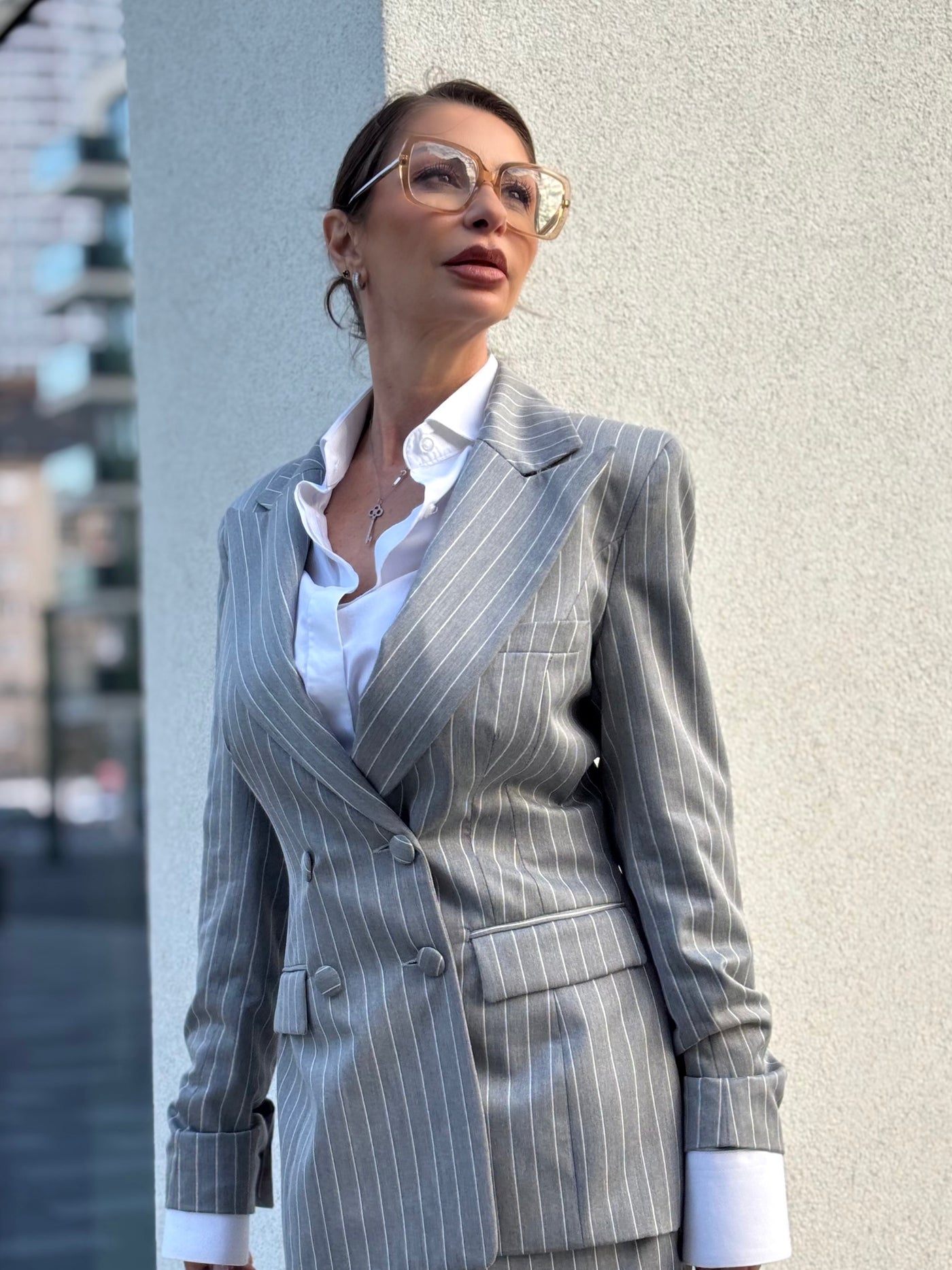 Monaco signature stripe suit - grey