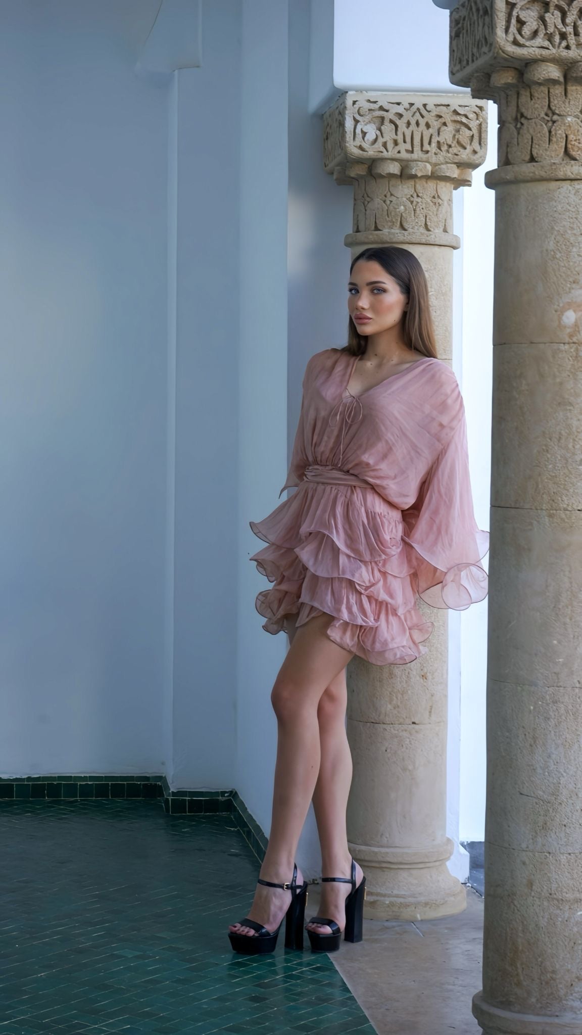 Maroc - Blush silk mini dress