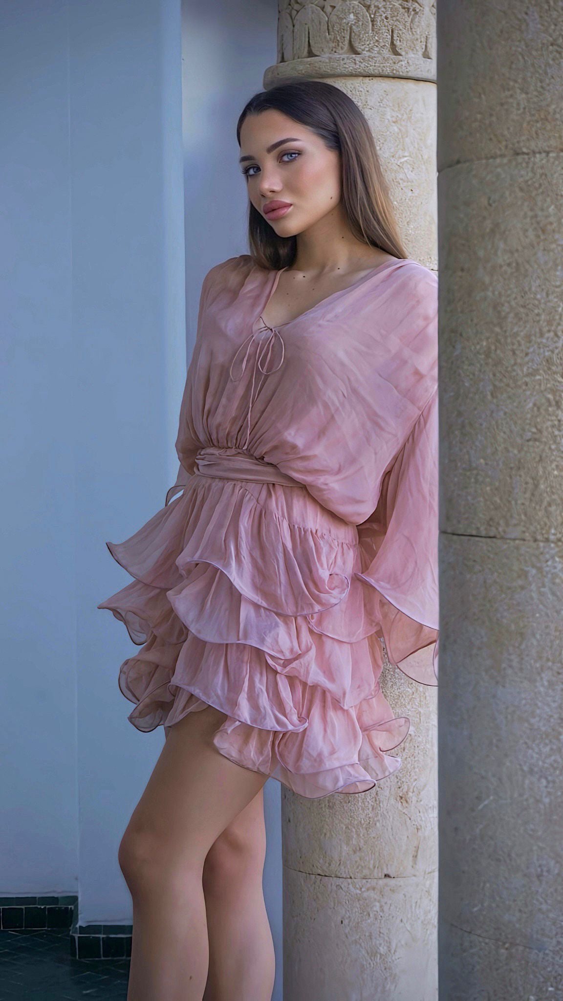 Maroc - Blush silk mini dress