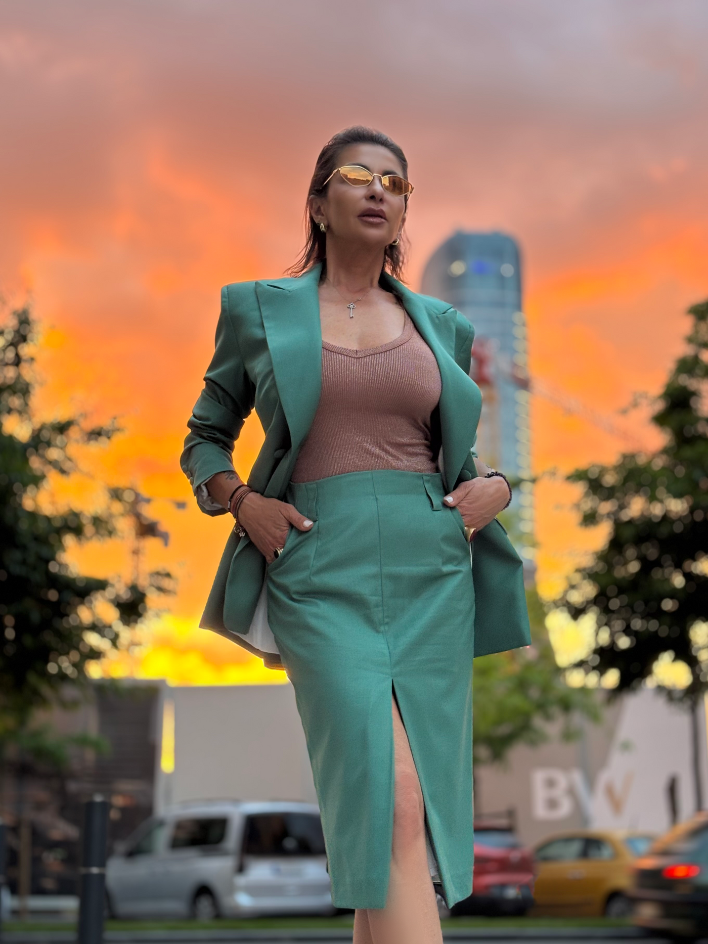 Monaco Emerald Skirt Suit